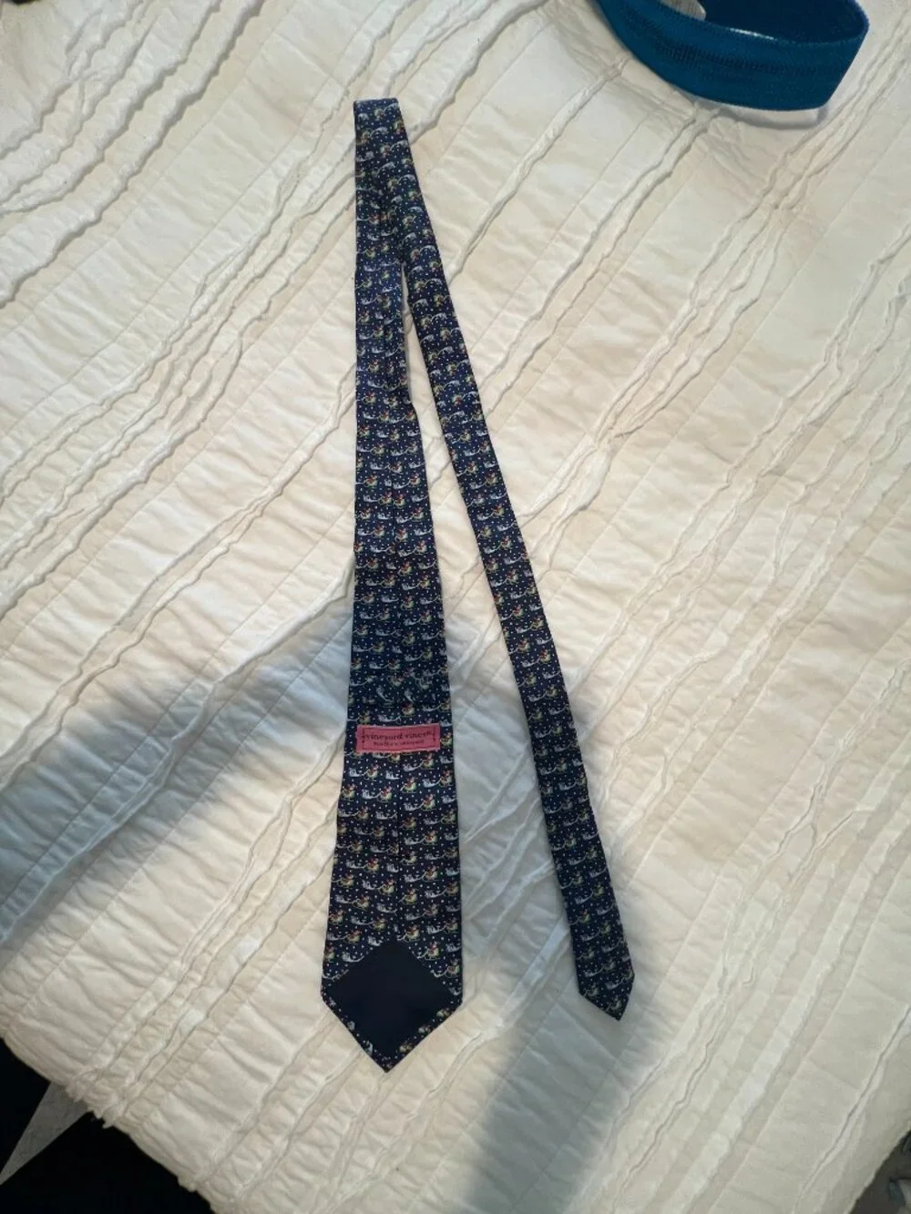 Vineyard Vines Boys Silk Tie - Christmas Santa Sleigh & Whales Navy